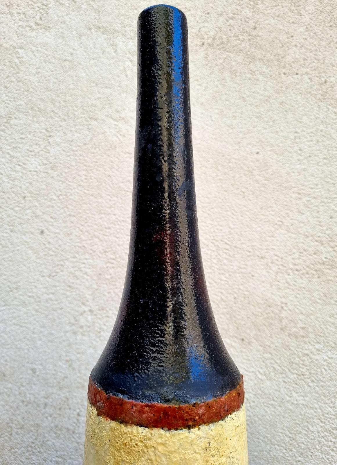 Italian Modern Glazed Ceramic Vase by Bruno Gambone, Italy 70s For Sale 3
