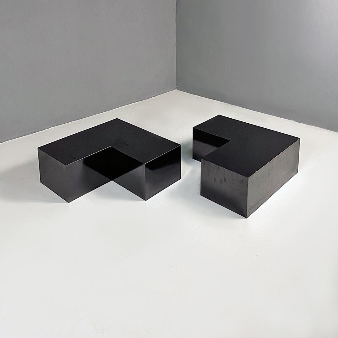 Italian modern glossy black laminate pair of display units or tables, 1980s For Sale 5