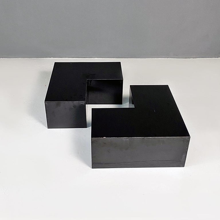 Italian modern glossy black laminate pair of display units or tables