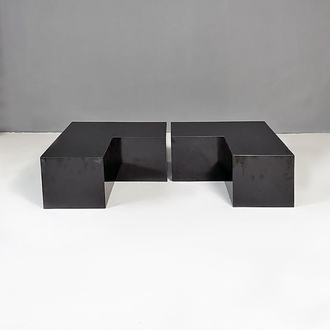 Italian modern glossy black laminate pair of display units or tables, 1980s For Sale 7