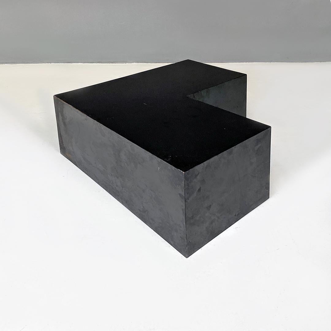 Laminate Italian modern glossy black laminate pair of display units or tables, 1980s For Sale