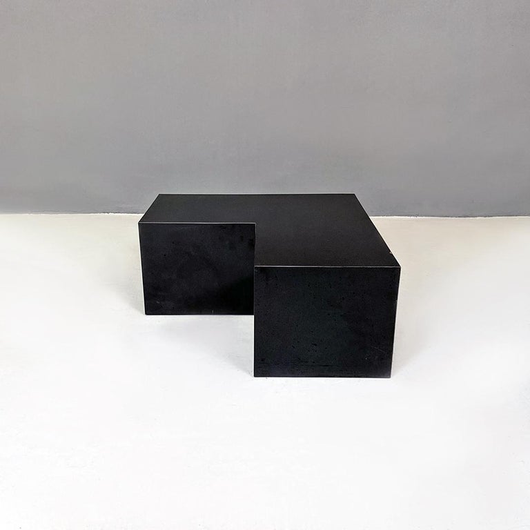 Italian modern glossy black laminate pair of display units or tables