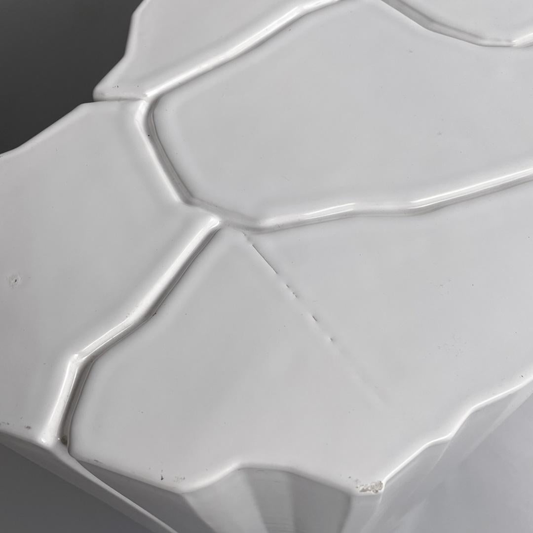 Italian modern glossy white ceramic table designed by Roberto Faccioli, 1995 For Sale 5