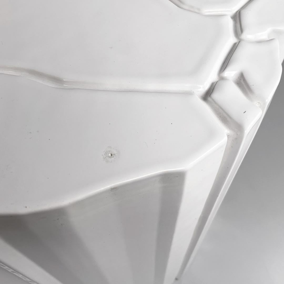 Italian modern glossy white ceramic table designed by Roberto Faccioli, 1995 For Sale 7