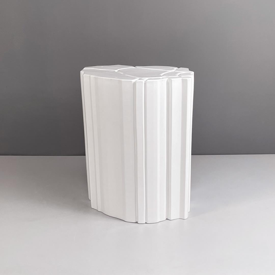 Late 20th Century Italian modern glossy white ceramic table designed by Roberto Faccioli, 1995 For Sale