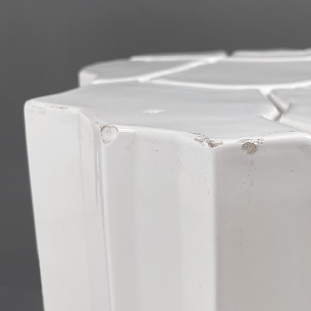 Italian modern glossy white ceramic table designed by Roberto Faccioli, 1995 For Sale 1