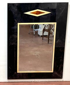 Miroir moderne italien en laque de peau de chèvre, par Aldo Tura