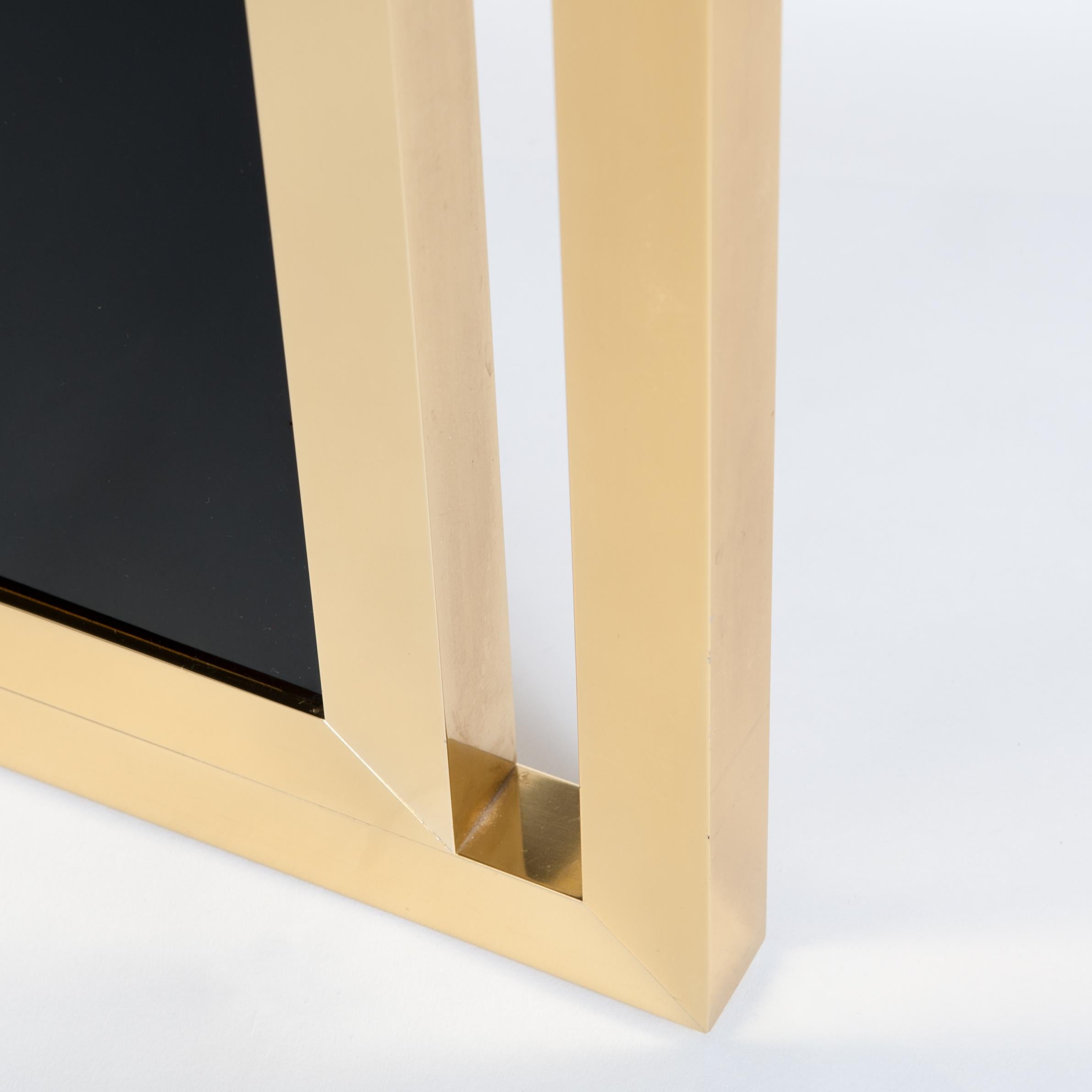 Hand-Crafted Italian Modern Gold and Black Brass Console Table by Willy Rizzo for Mario Sabot For Sale