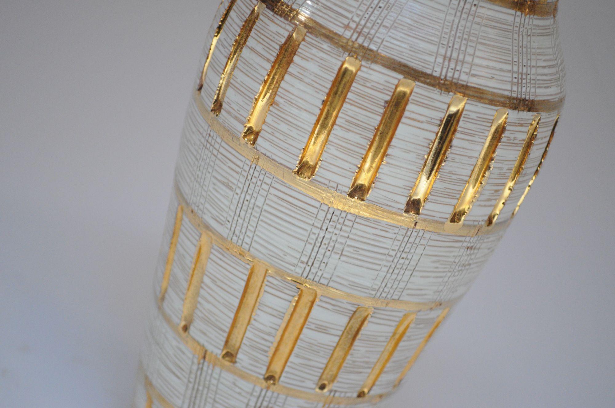 Italian Modern Gold and White Glazed Ceramic Pitcher by Aldo Londi for Bitossi 11
