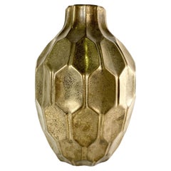Vaso moderno italiano in ceramica dorata, stile Gio Ponti