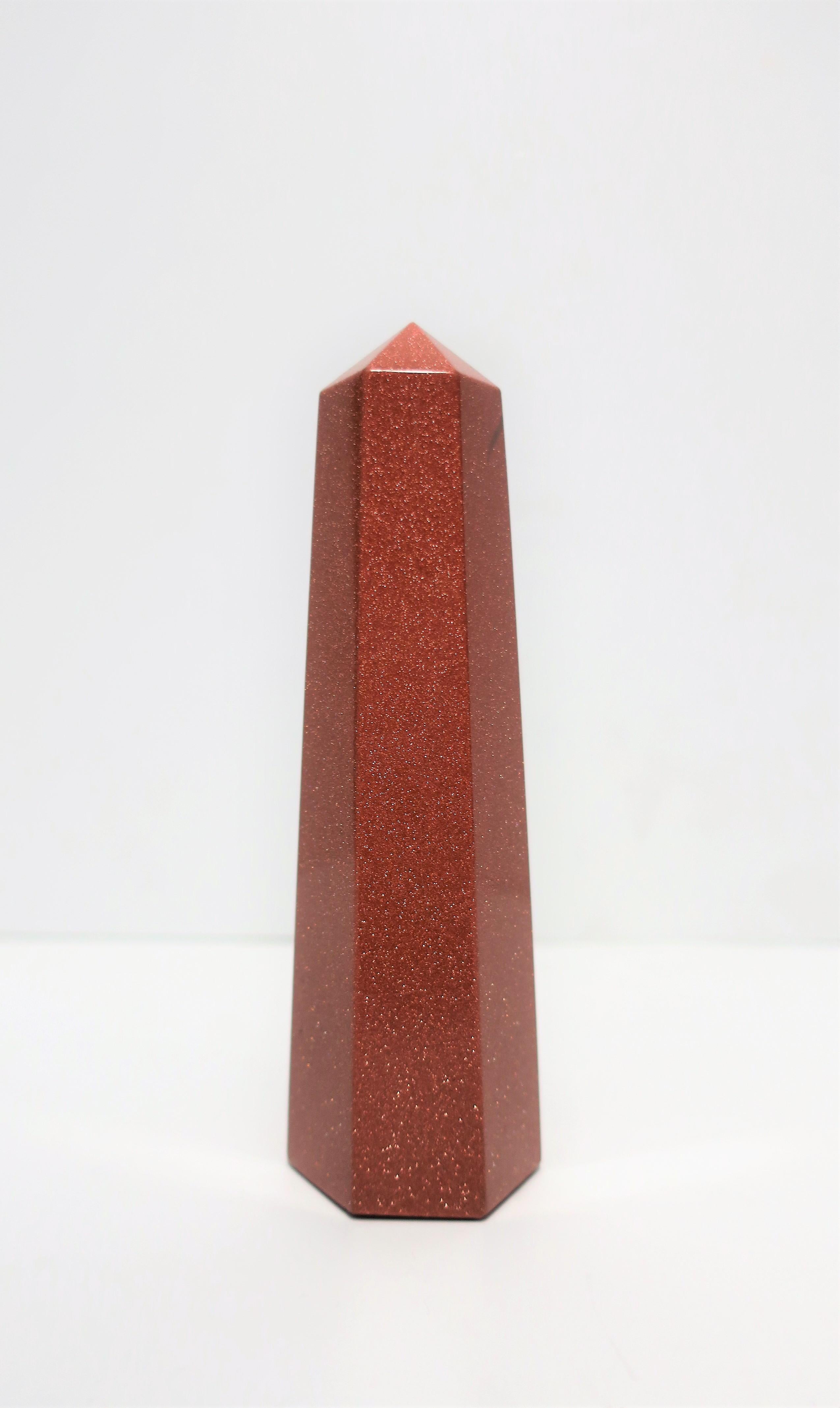 Italian Modern Goldstone Art Glass Obelisk In Excellent Condition In New York, NY