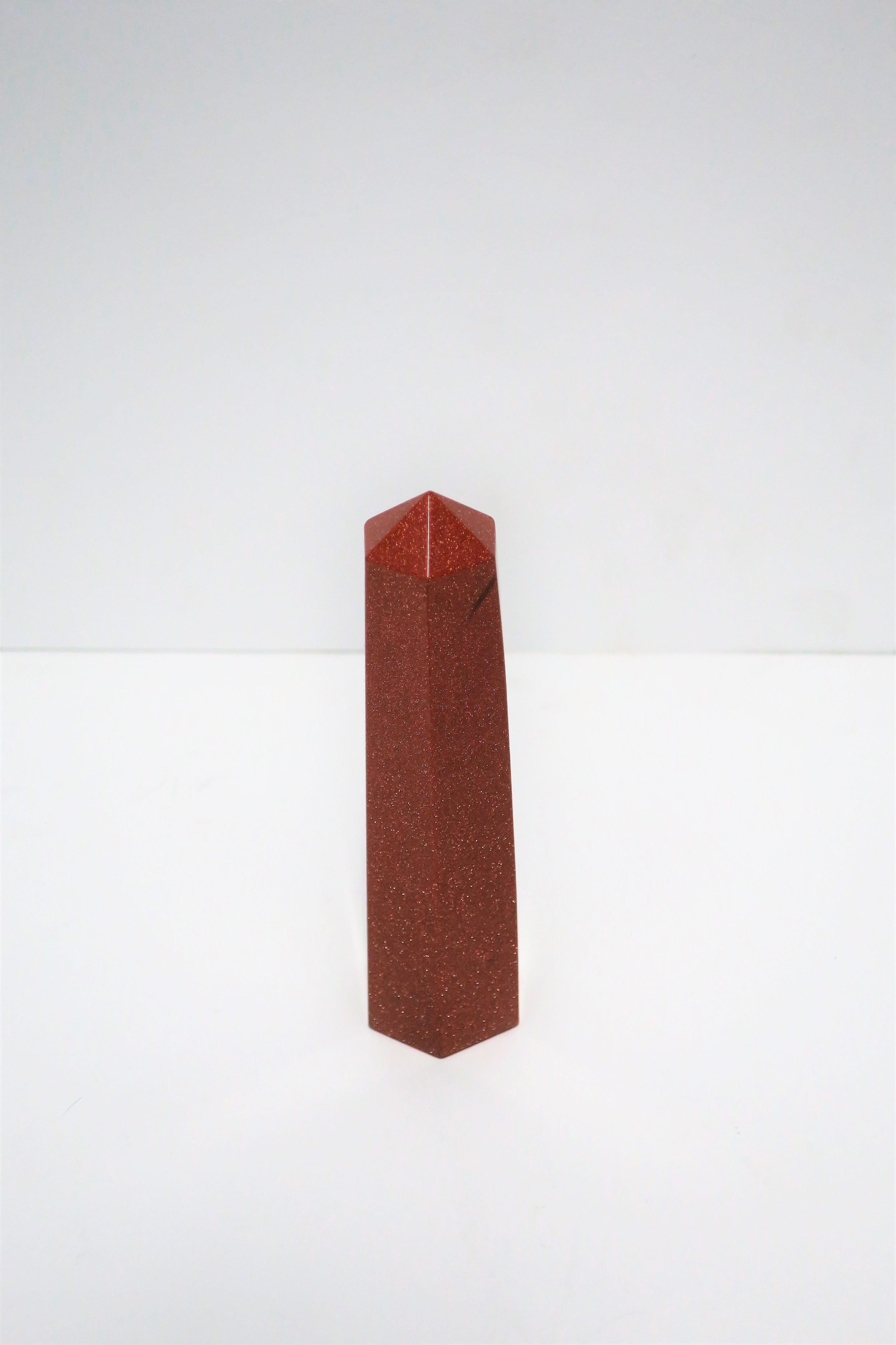 Italian Modern Goldstone Art Glass Obelisk 2