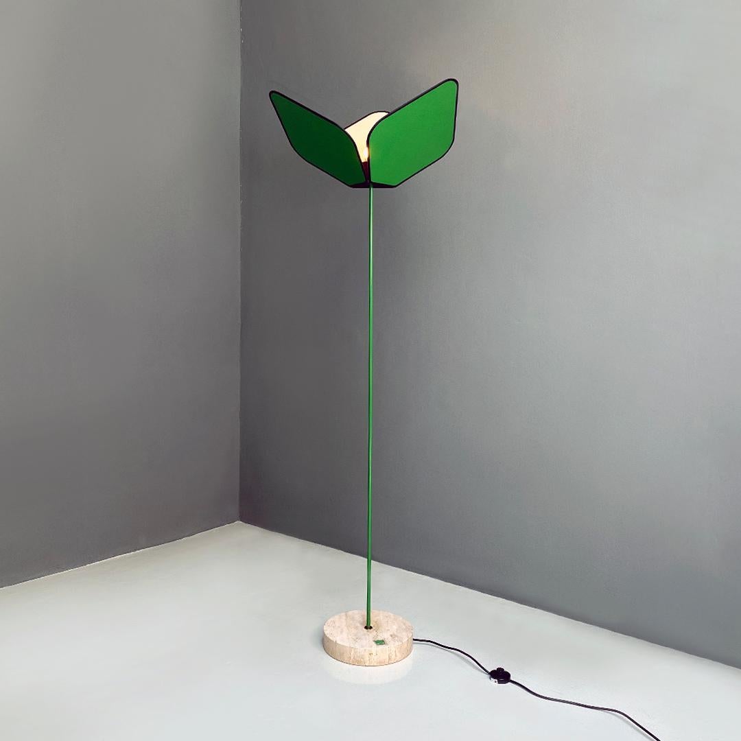 Post-Modern Italian modern granite and green and white metal floor lamp by Ibis, 1980s