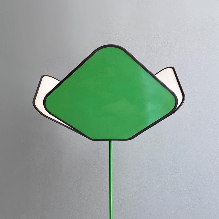 Late 20th Century Italian modern granite and green and white metal floor lamp by Ibis, 1980s