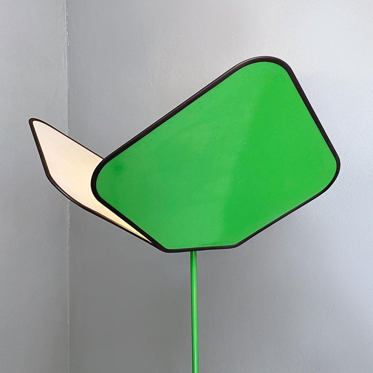 Italian modern granite and green and white metal floor lamp by Ibis, 1980s 1