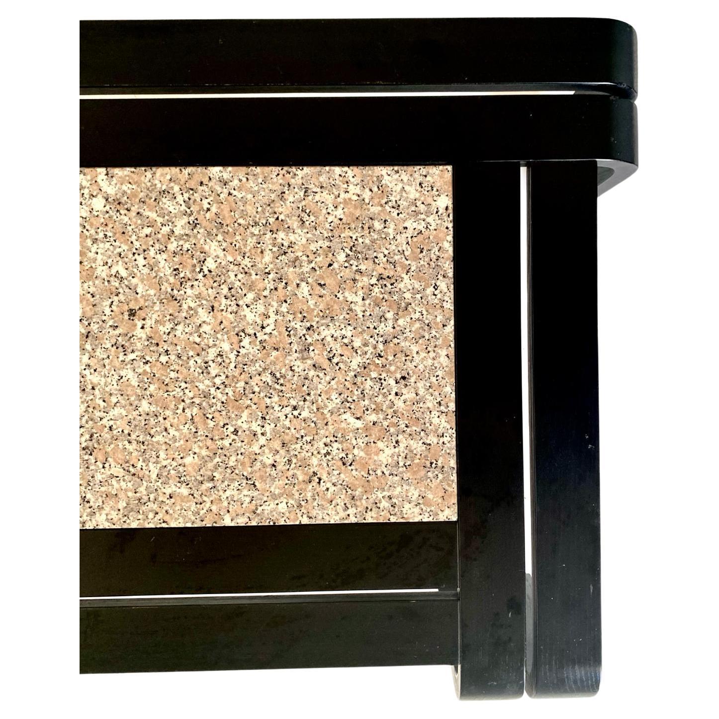 Mesa de centro moderna italiana de granito, mármol y madera curvada, Italia Años 80 en Bueno estado para la venta en Ceglie Messapica, IT