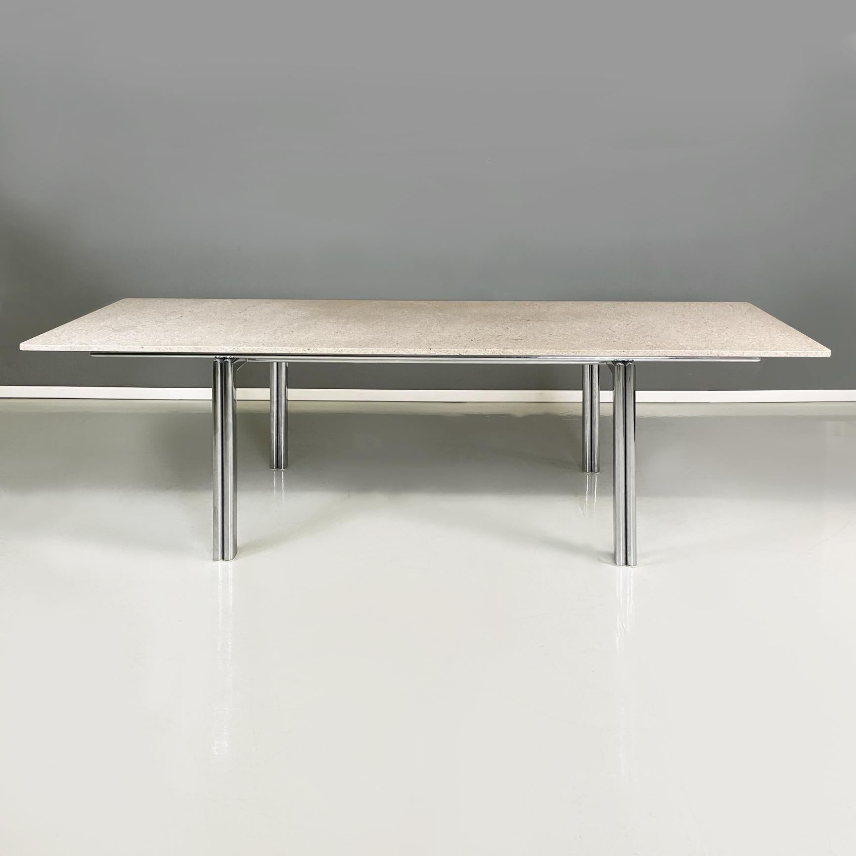 Italian modern Granite and steel dining table Alcinoo by Zeev Aram for Gavina, 1970s
Dining table mod. Alcinoo with rectangular top and rounded corners in granite. The structure is made of oval tubular chromed steel.
Produced by Gavina in 1970s and