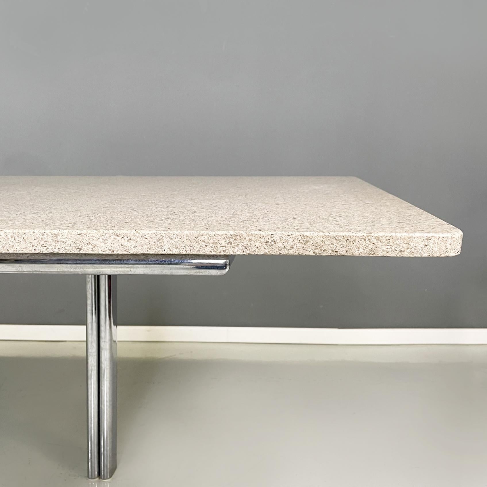 Late 20th Century Italian modern Granite steel dining table Alcinoo by Zeev Aram for Gavina, 1970s For Sale