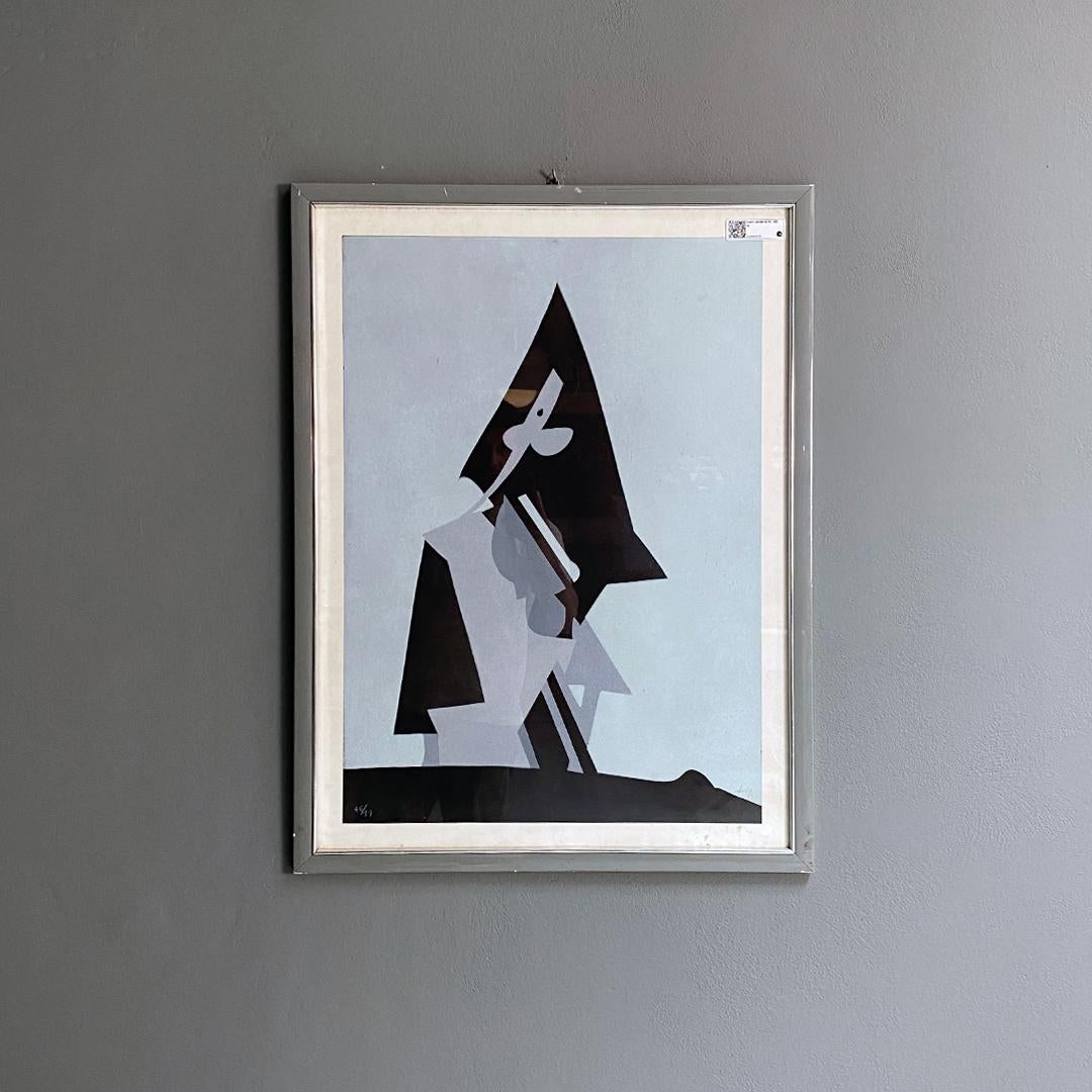 Peinture abstraite moderne italienne en nuances de gris et de noir par Dova avec passe-partout et cadre en bois, années 1980
Tableau abstrait dans les tons gris, bleu et noir avec passe-partout blanc et cadre gris.
Fabriqué par Dova, numéro de