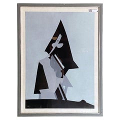 Italian Modern Gray and Black Abstract Painting by Dova, 1980s