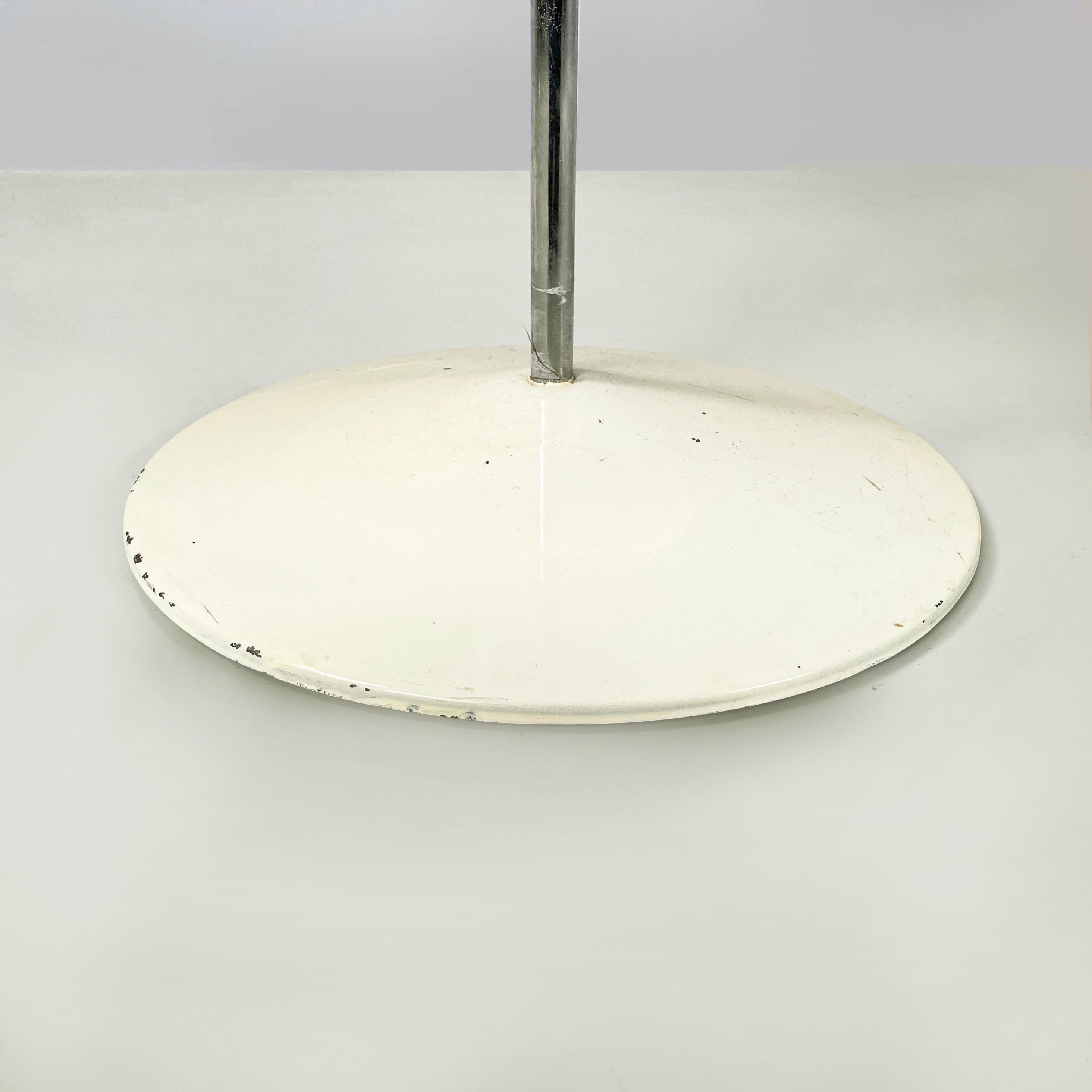 Italian modern Gray and white metal round coffee table with double shelf, 1990s For Sale 7