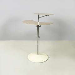 Italian modern Gray and white metal round coffee table with double shelf, 1990s