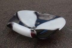 Grande ciotola moderna italiana Licio Zanetti Design 1980 Bianco Viola Forma rotonda