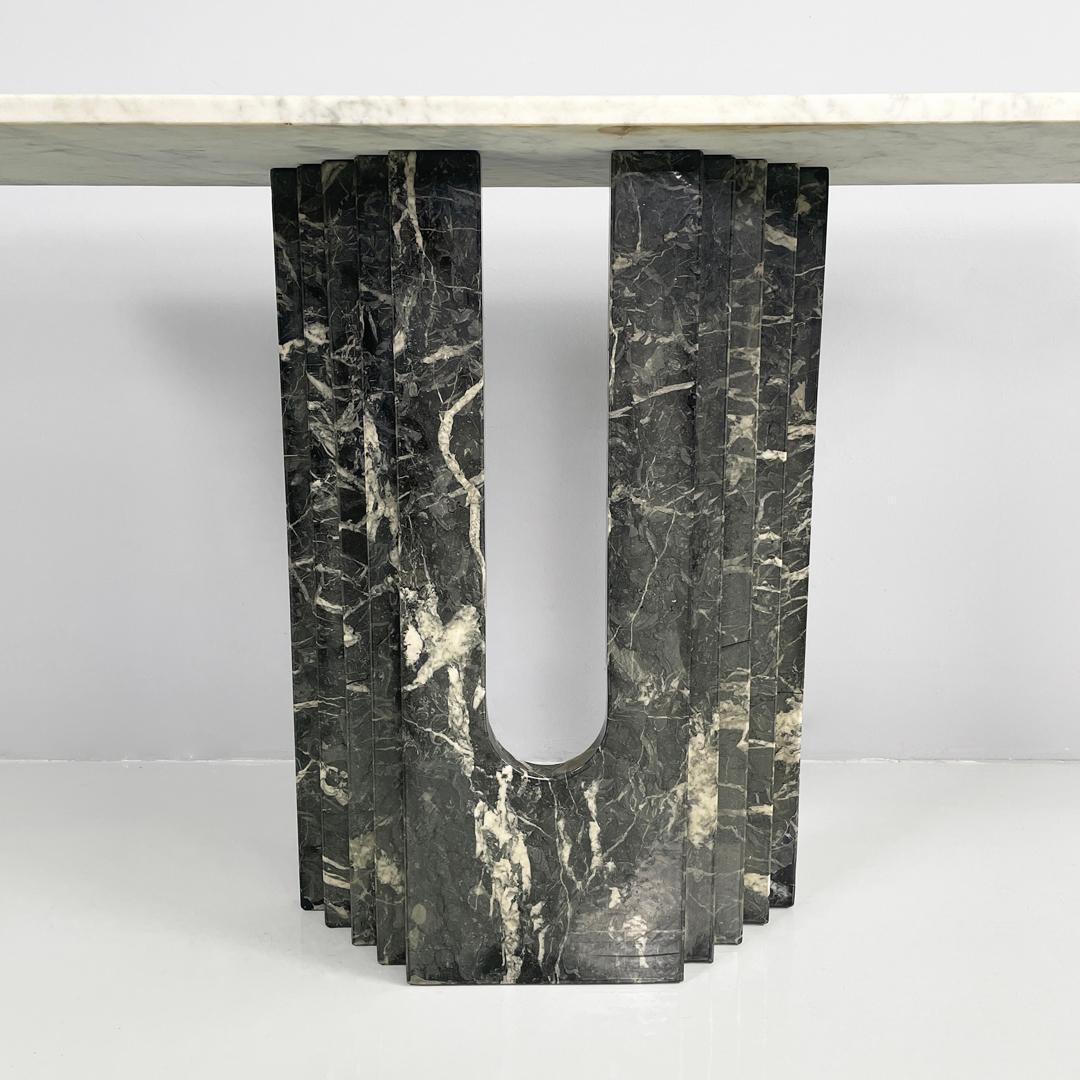 Italian modern green and white marble console, 1980s For Sale 7