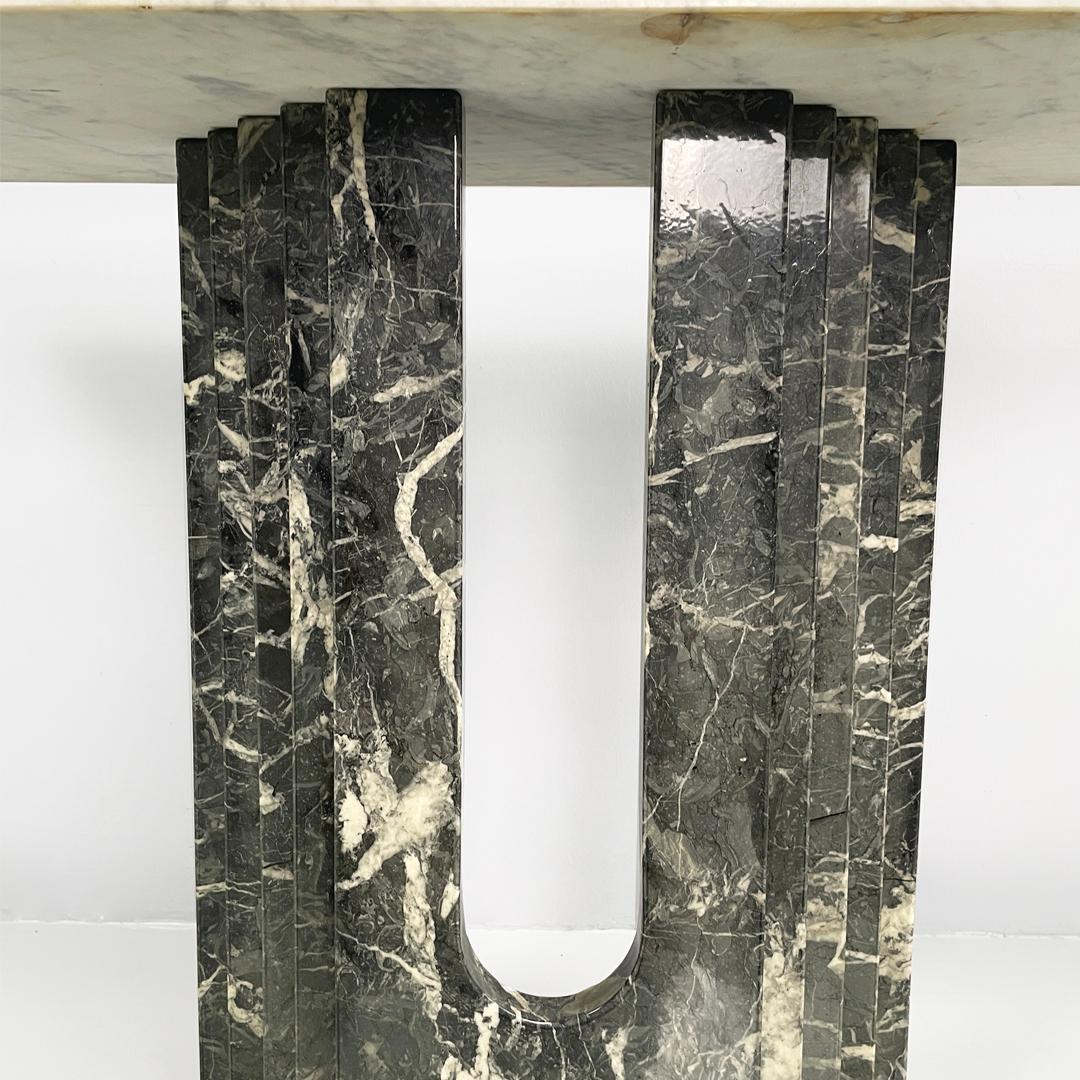 Italian modern green and white marble console, 1980s For Sale 9