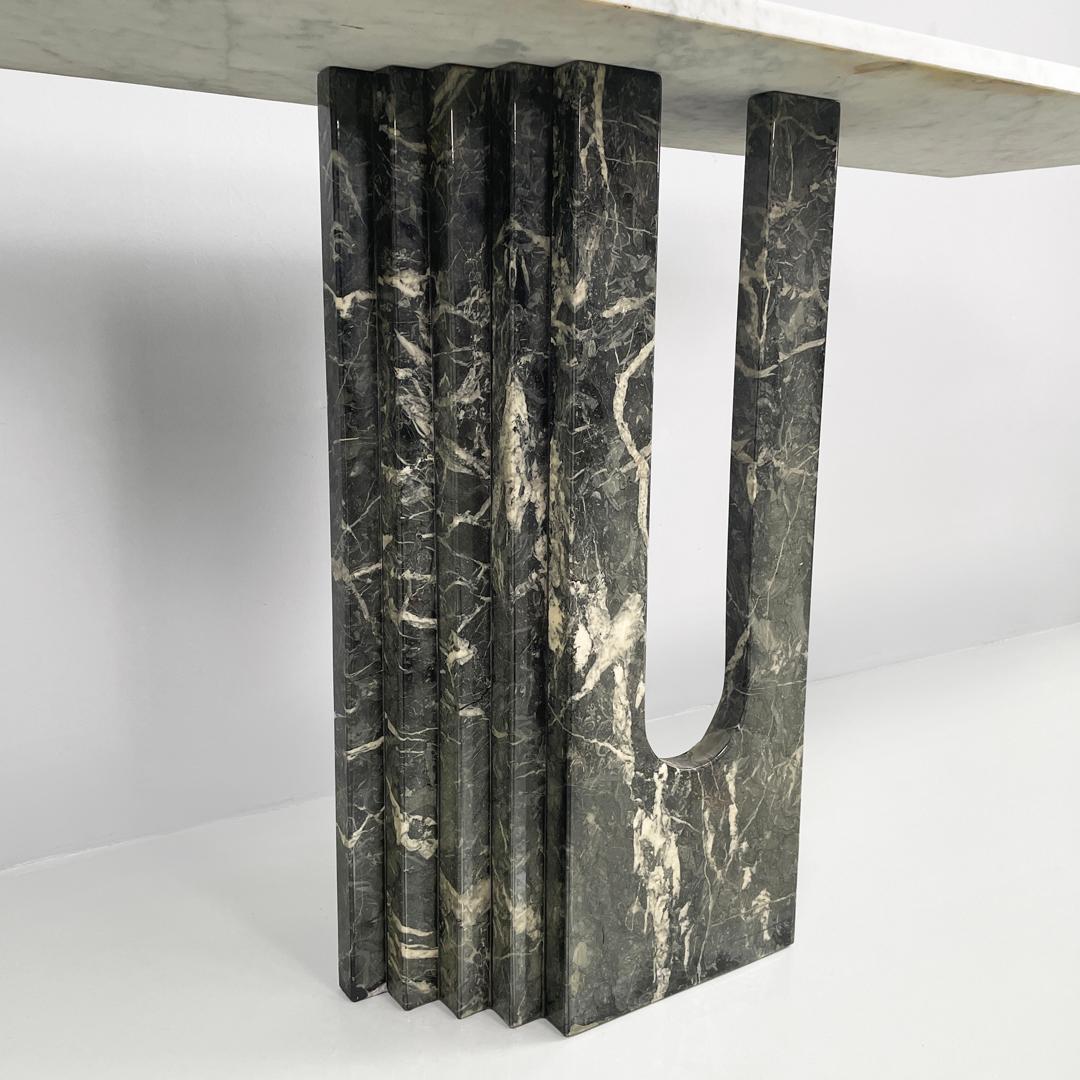 Italian modern green and white marble console, 1980s For Sale 10