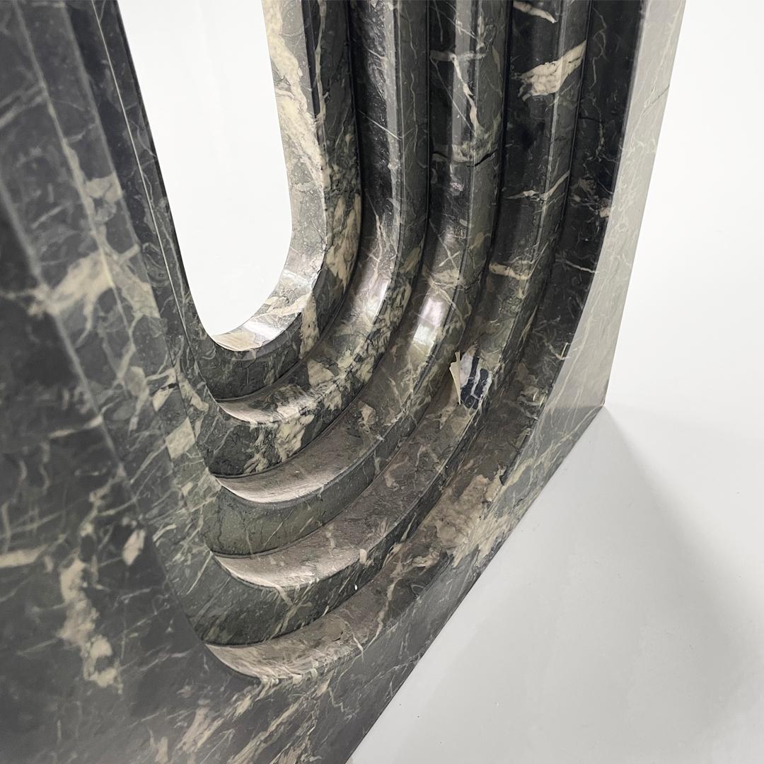 Italian modern green and white marble console, 1980s For Sale 14