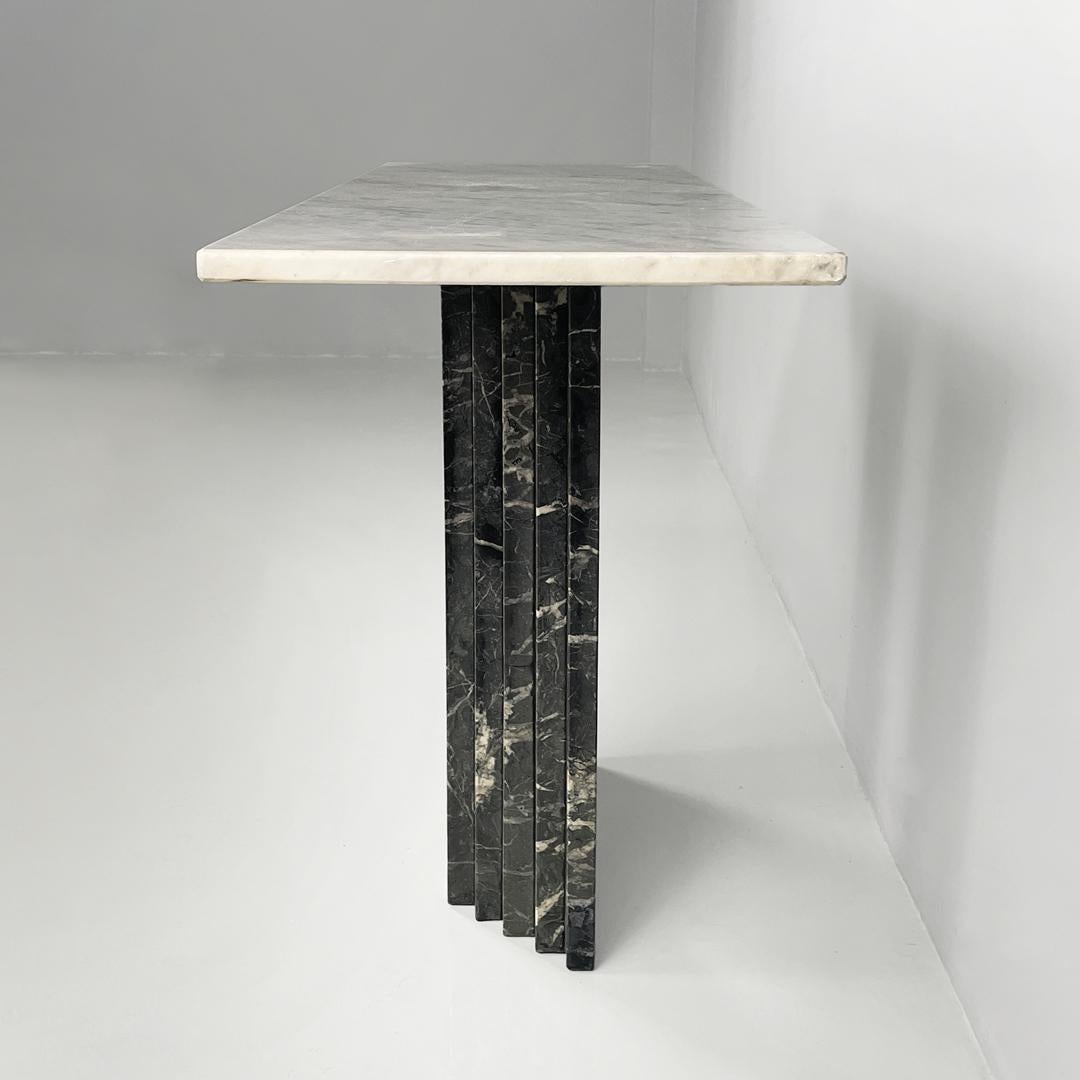 Late 20th Century Italian modern green and white marble console, 1980s For Sale