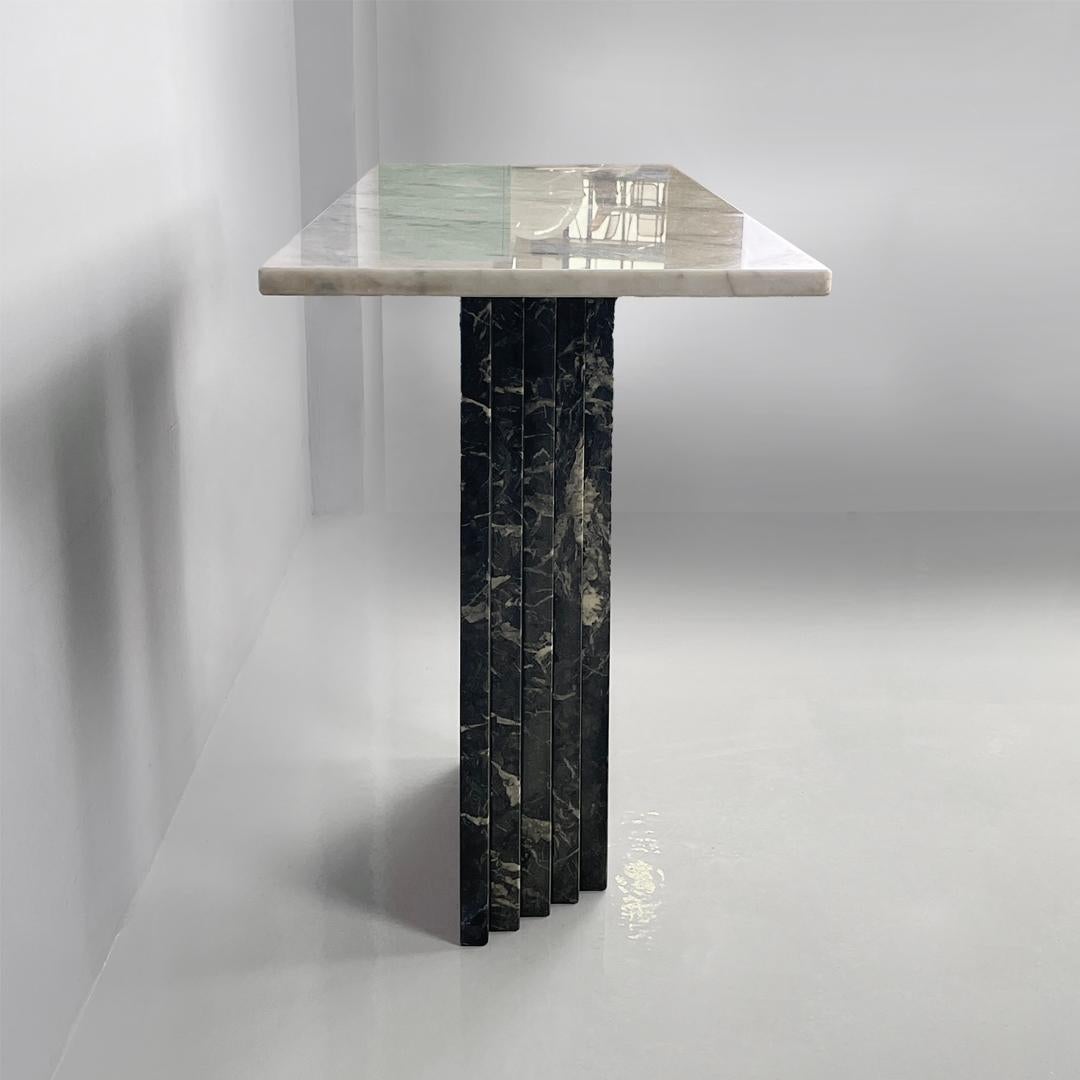 Marble Italian modern green and white marble console, 1980s For Sale
