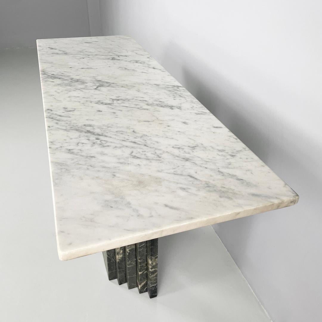 Italian modern green and white marble console, 1980s For Sale 1