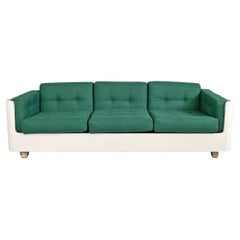 Italian modern green fabric and white wood sofa by Zanotta, 1970s