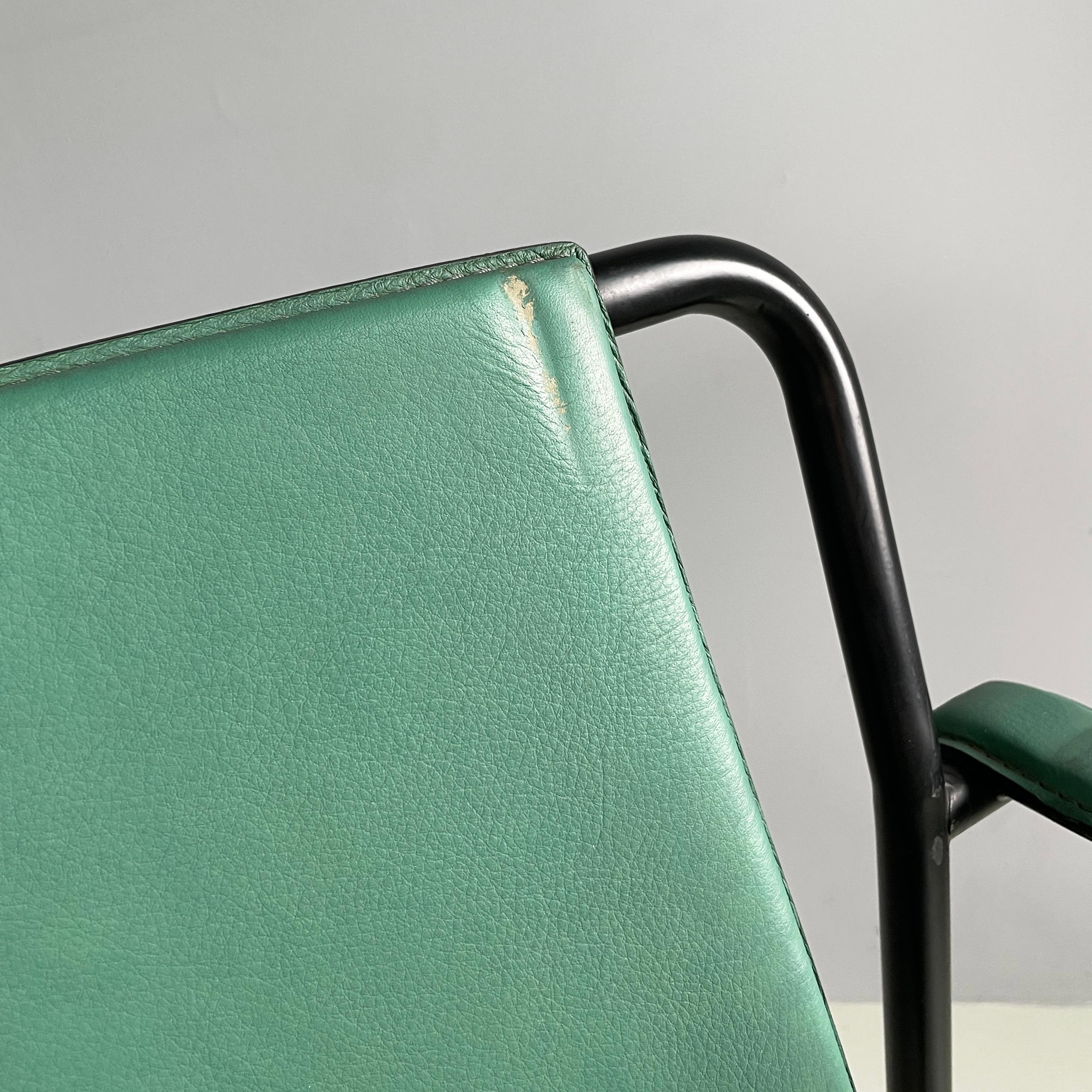 Italian modern Green leather chairs Movie by Marenco for Poltrona Frau, 1980s For Sale 4