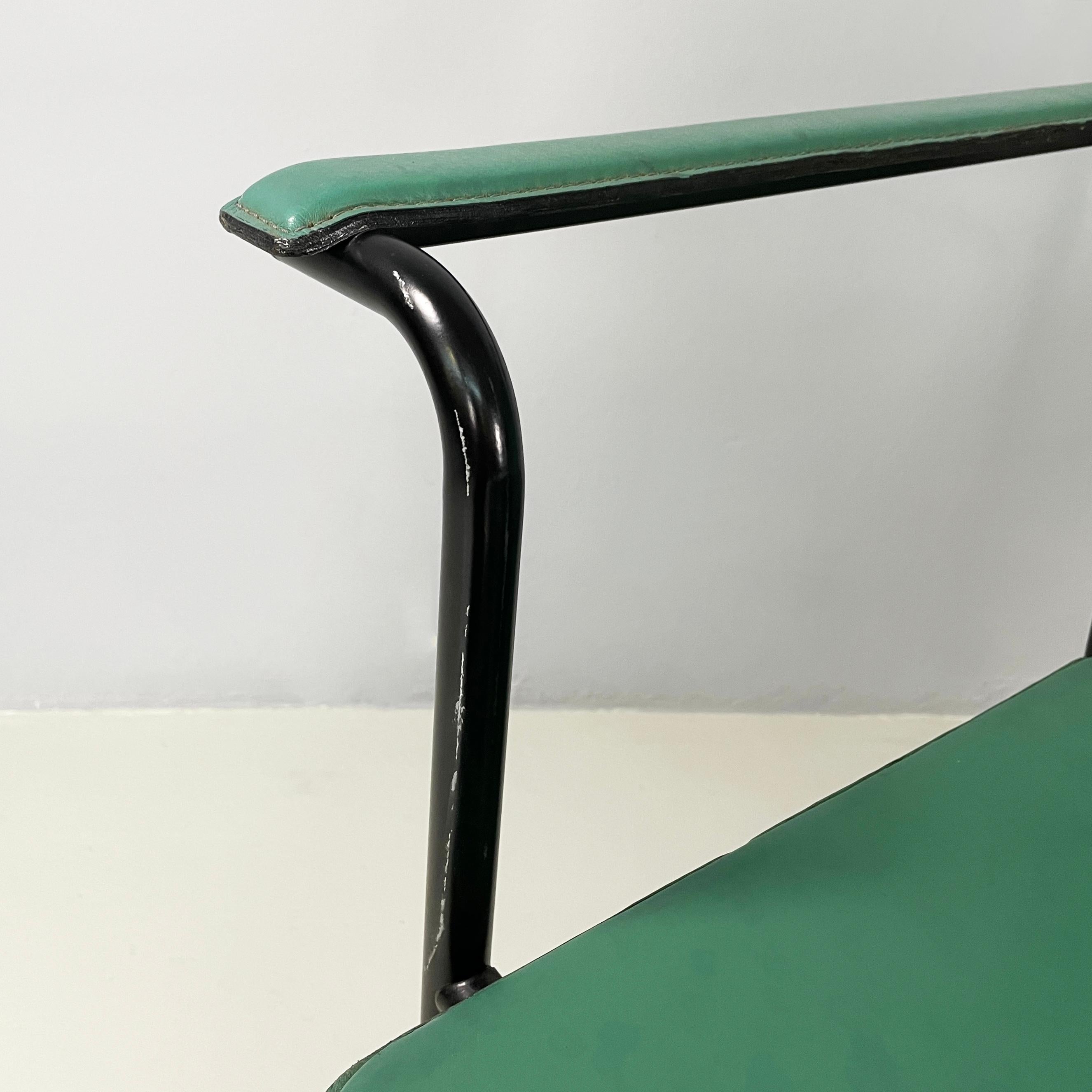Italian modern Green leather chairs Movie by Marenco for Poltrona Frau, 1980s For Sale 5