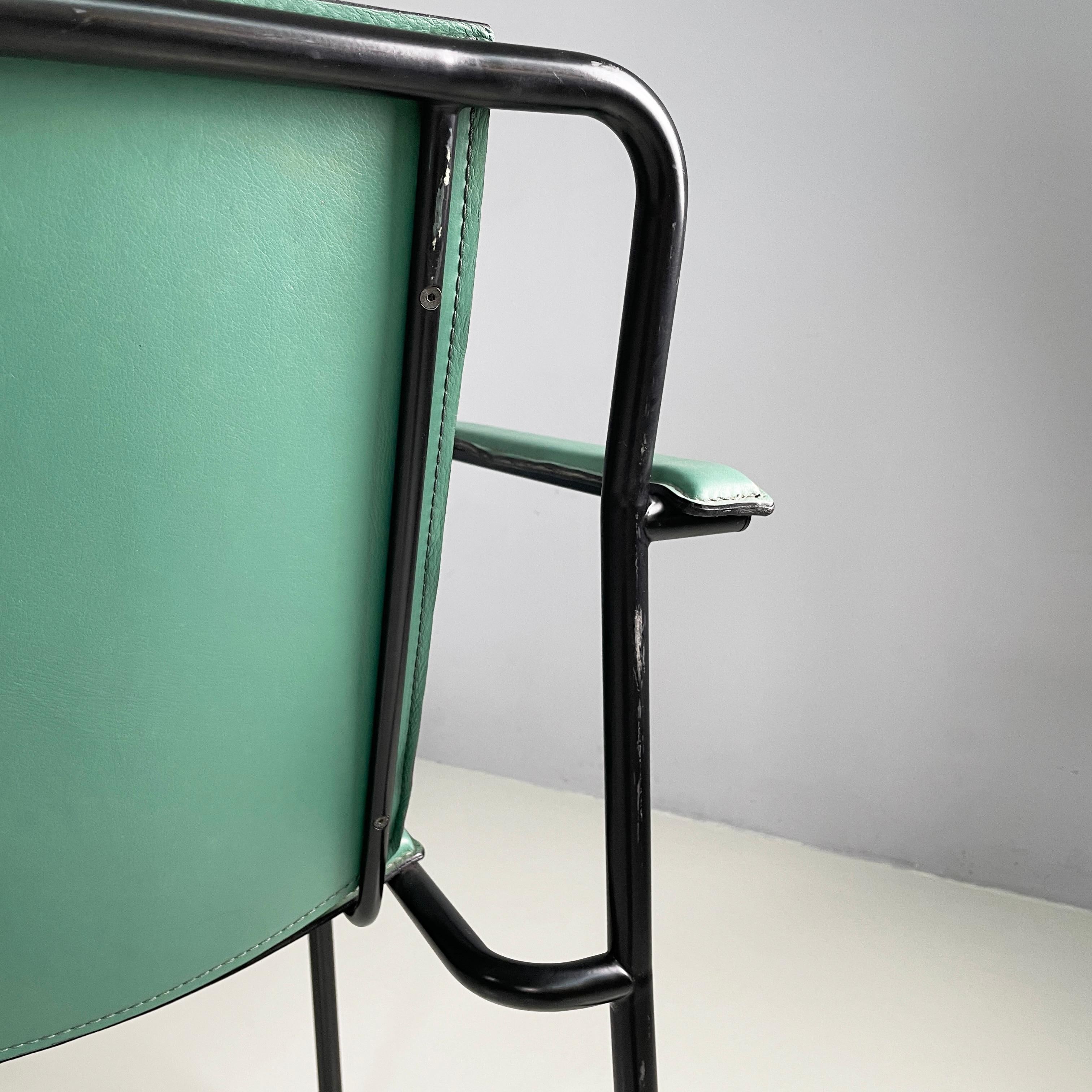 Italian modern Green leather chairs Movie by Marenco for Poltrona Frau, 1980s For Sale 9