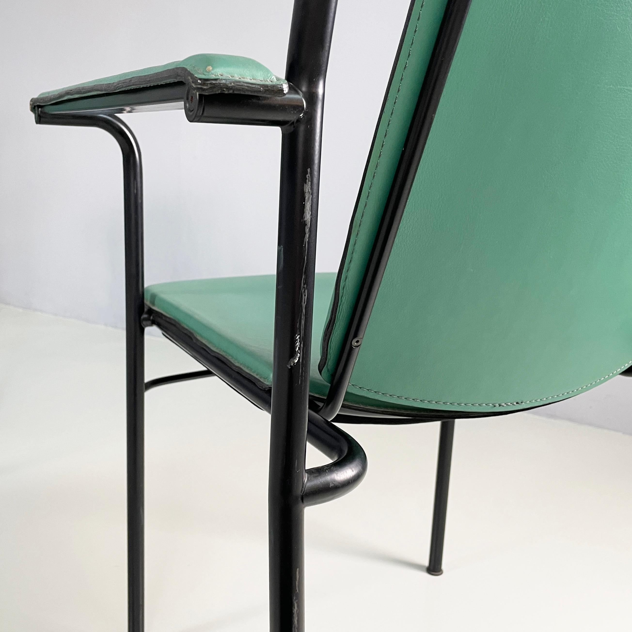 Italian modern Green leather chairs Movie by Marenco for Poltrona Frau, 1980s For Sale 10