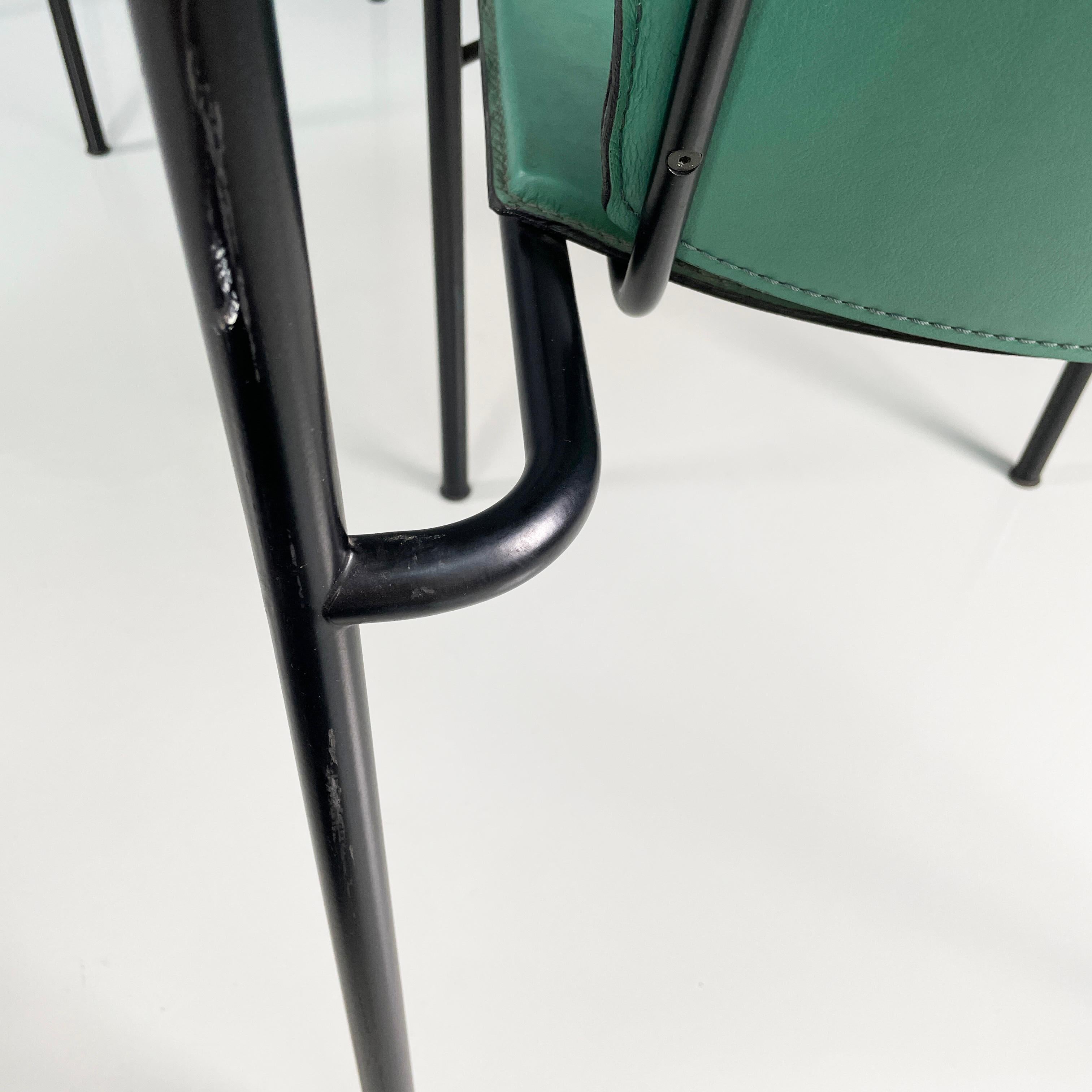 Italian modern Green leather chairs Movie by Marenco for Poltrona Frau, 1980s For Sale 11