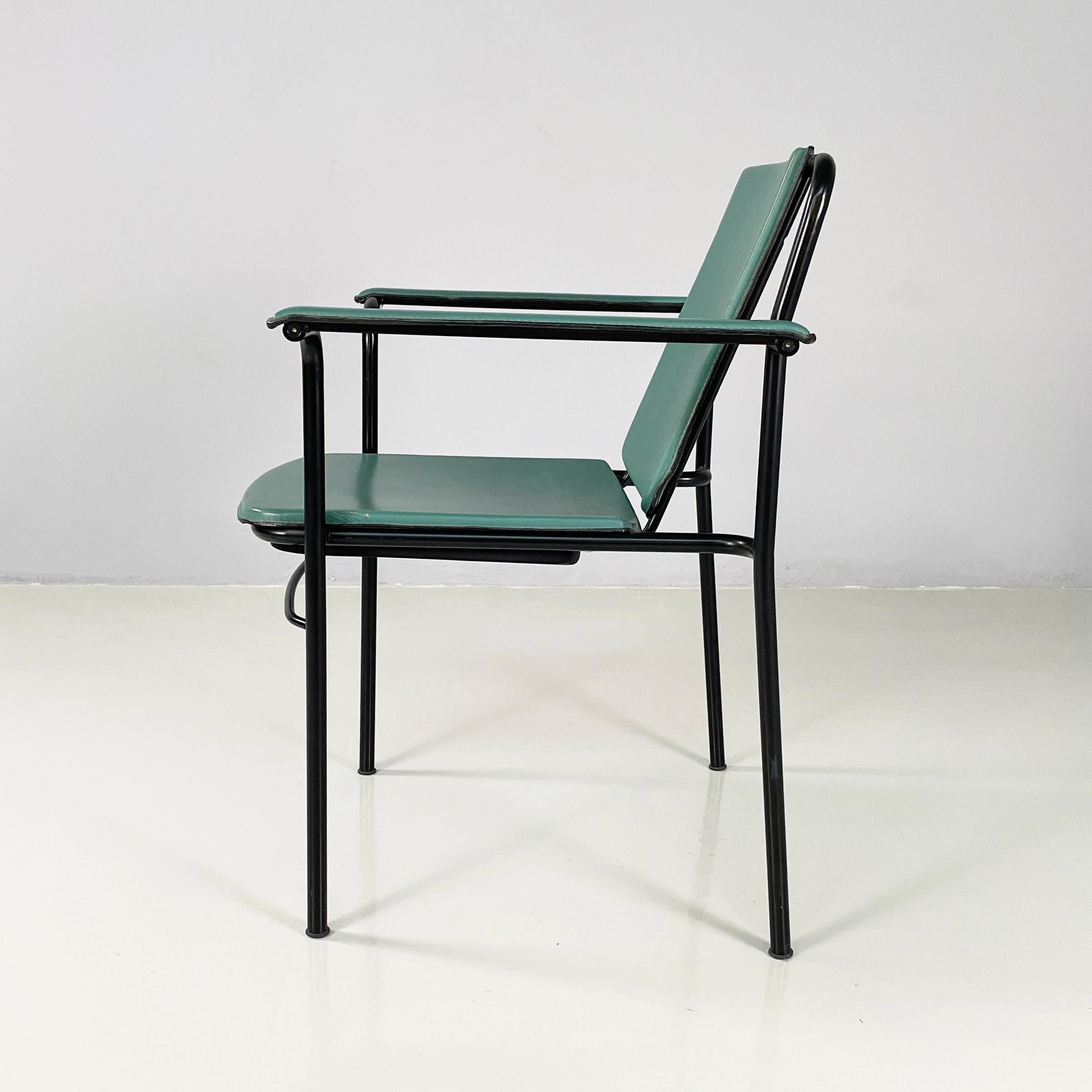 Modern Italian modern Green leather chairs Movie by Marenco for Poltrona Frau, 1980s For Sale