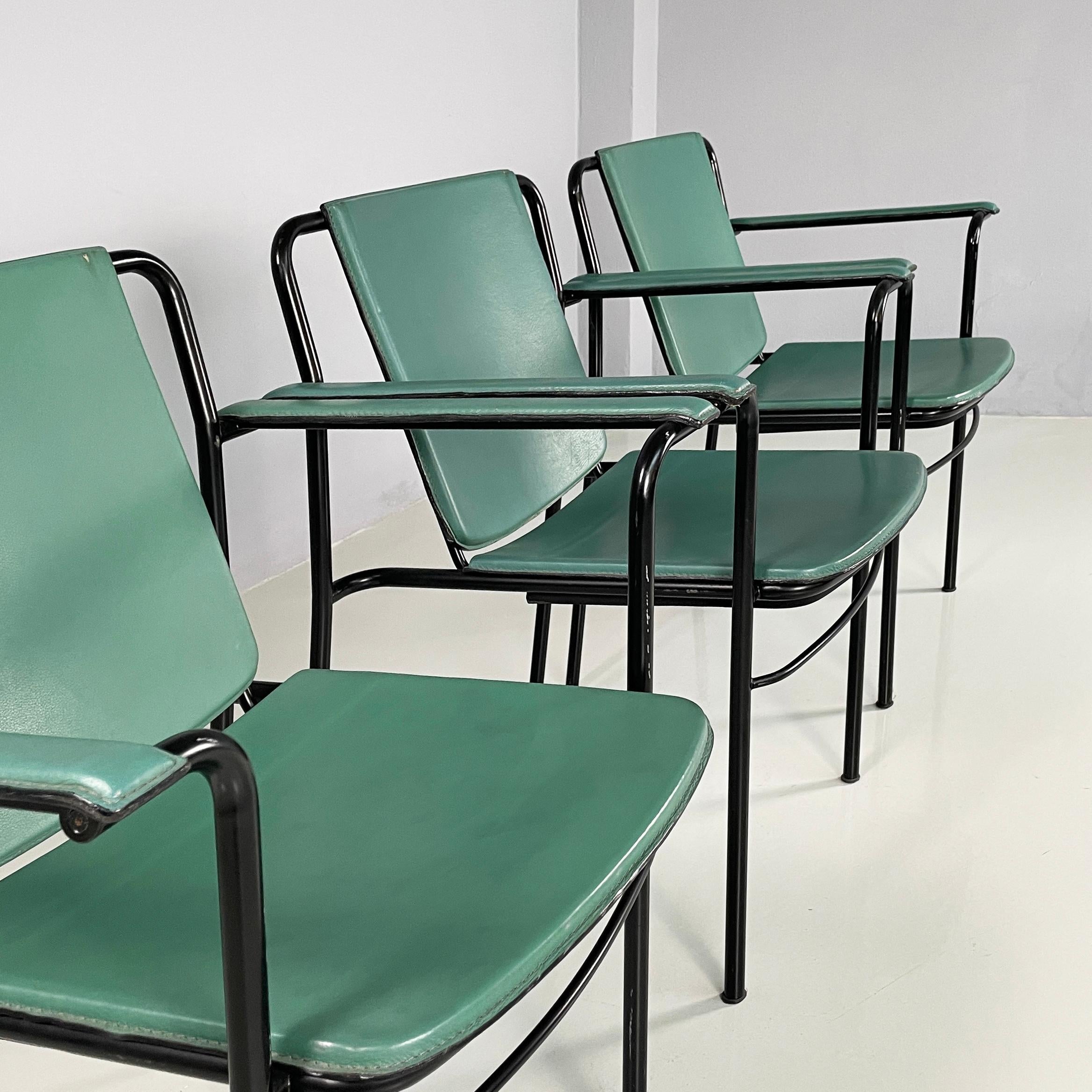 Late 20th Century Italian modern Green leather chairs Movie by Marenco for Poltrona Frau, 1980s For Sale