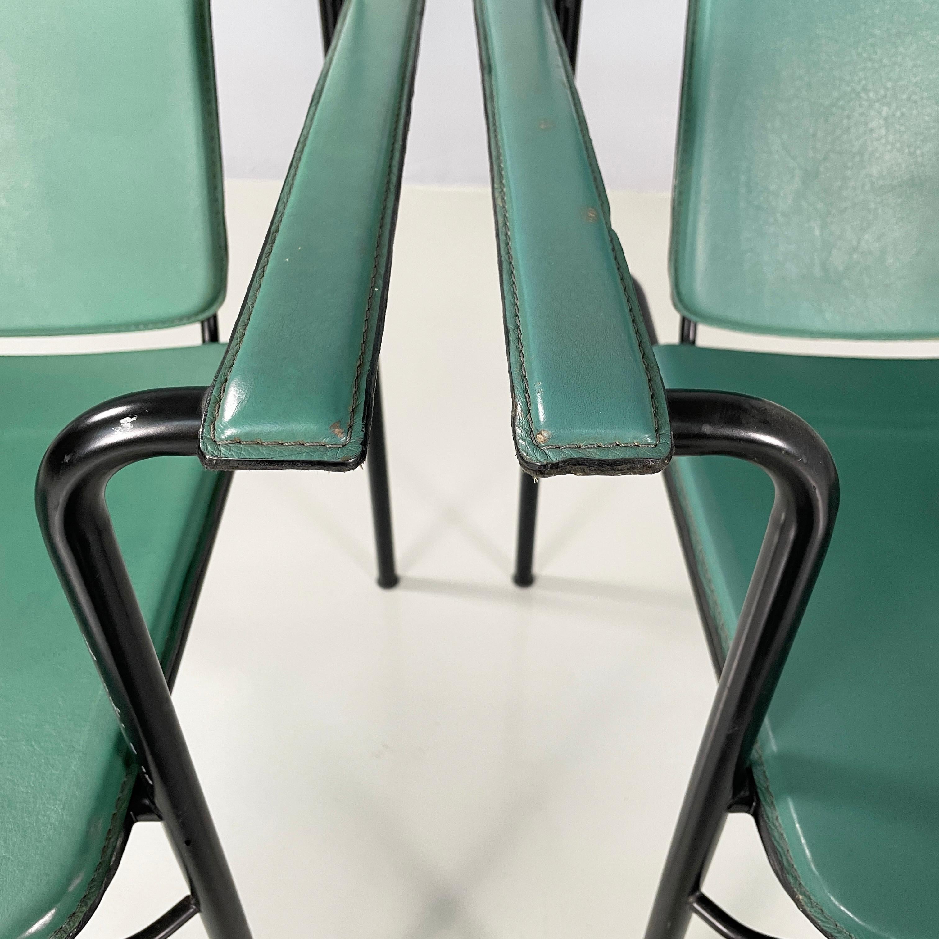 Italian modern Green leather chairs Movie by Marenco for Poltrona Frau, 1980s For Sale 1