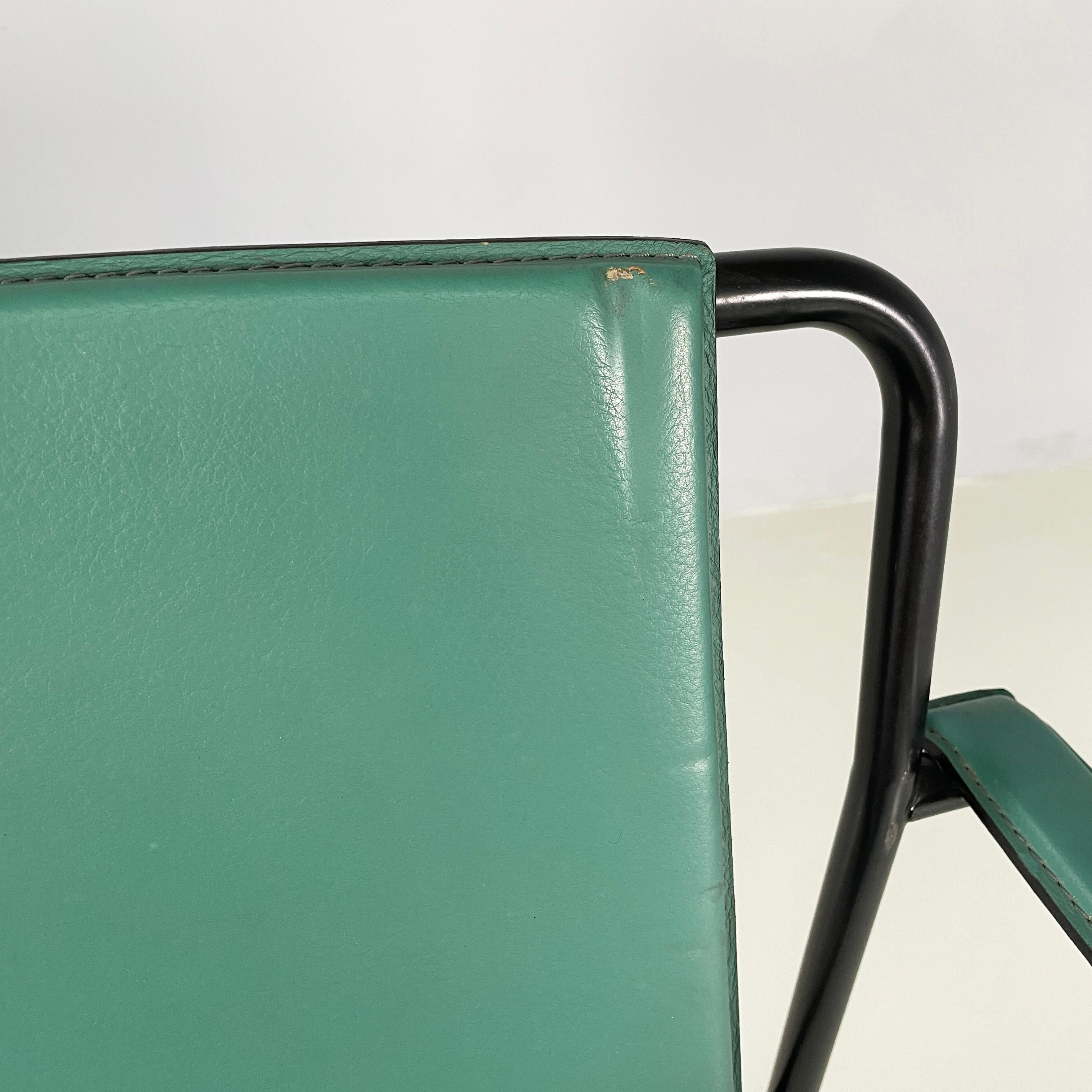 Italian modern Green leather chairs Movie by Marenco for Poltrona Frau, 1980s For Sale 2