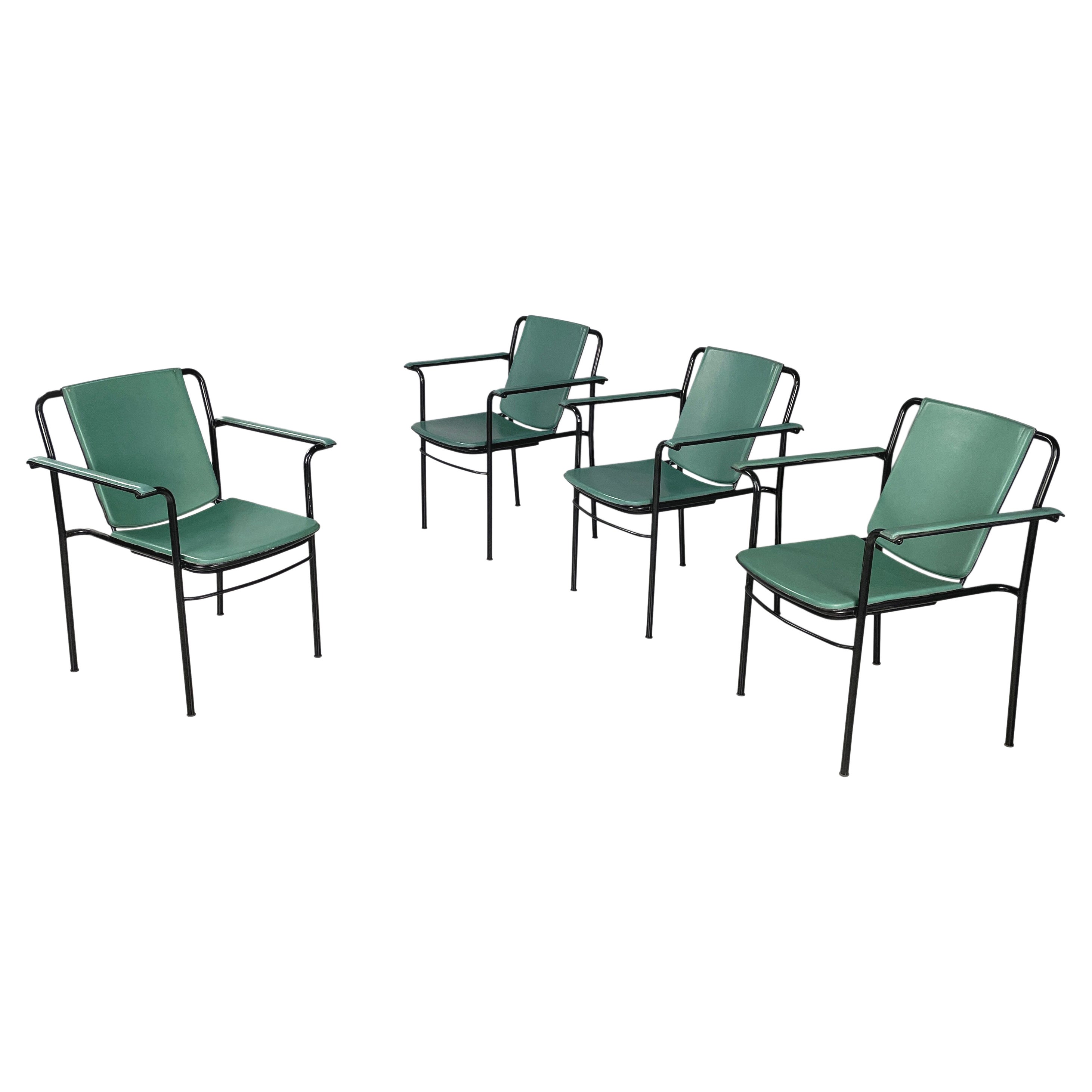 Chaises italiennes modernes en cuir vert du film de Marenco pour Poltrona Frau, années 1980