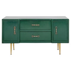 Retro Italian Modern Green Painted Sideboard