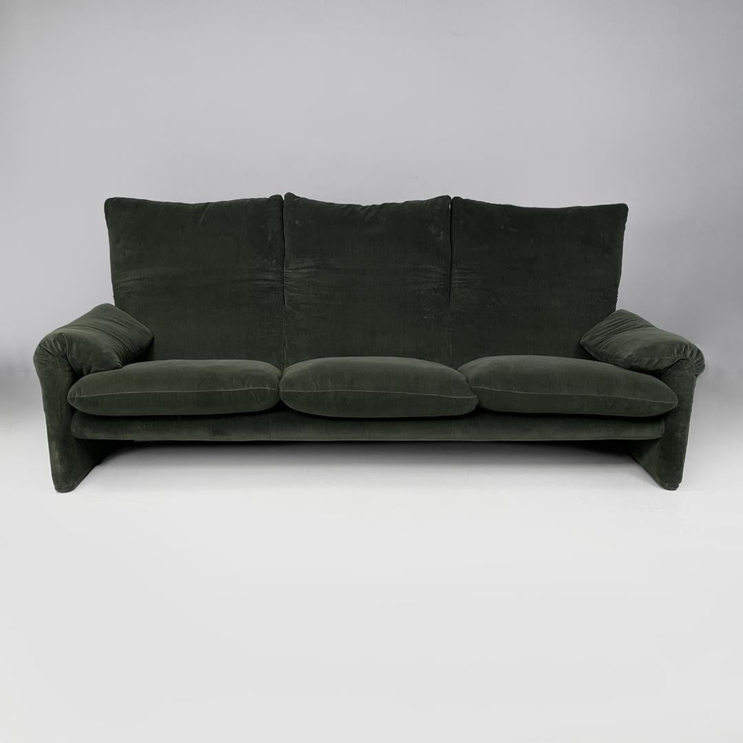 Sofá moderno italiano verde Maralunga de Vico Magistretti para Cassina, años 70 en Bueno Estado en MIlano, IT