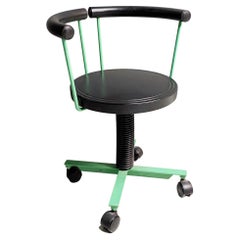 Chaise pivotante verte moderne italienne sur roues, années 1980