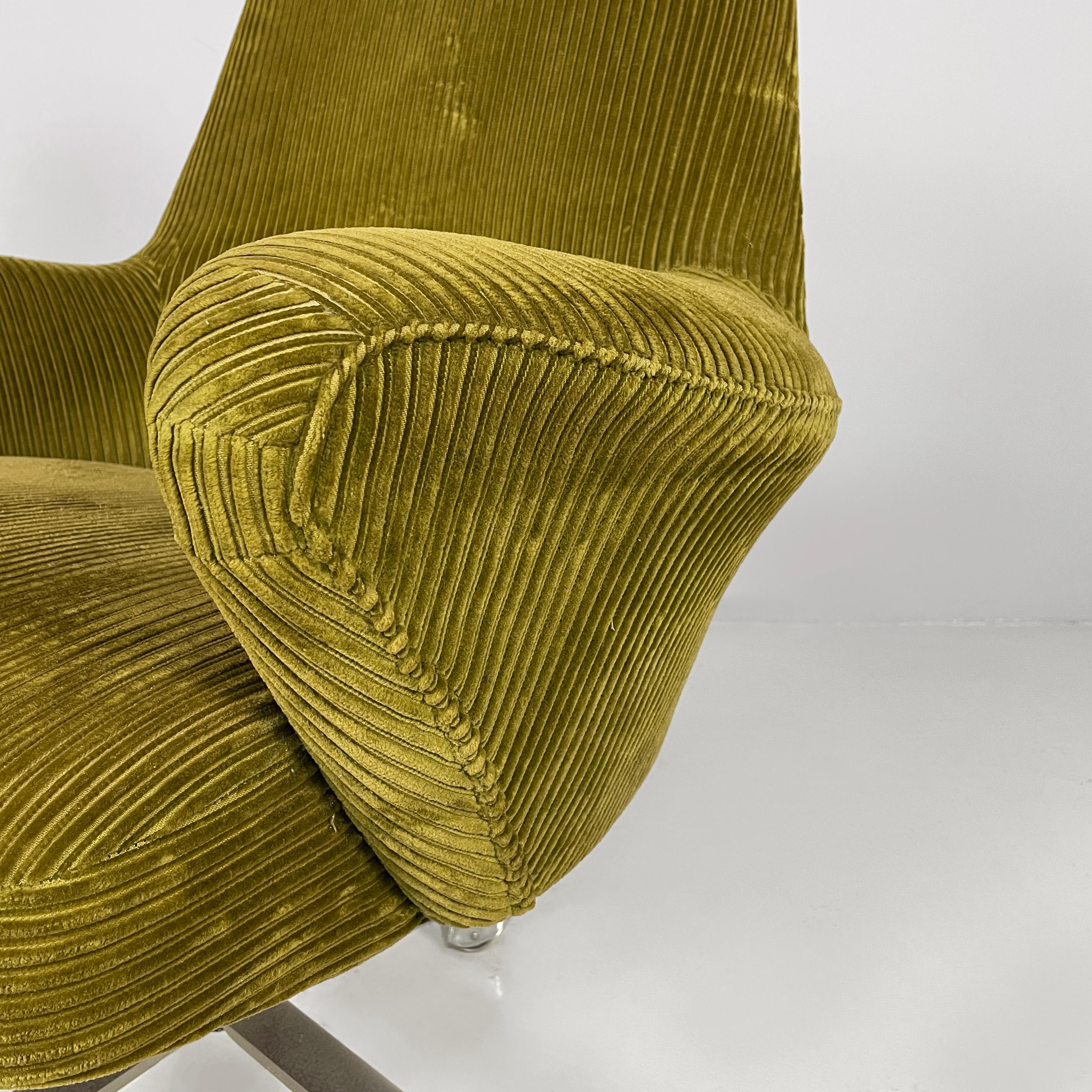 Silla de oficina moderna italiana de terciopelo verde de Moscatelli para Formanova, años 70 en venta 3