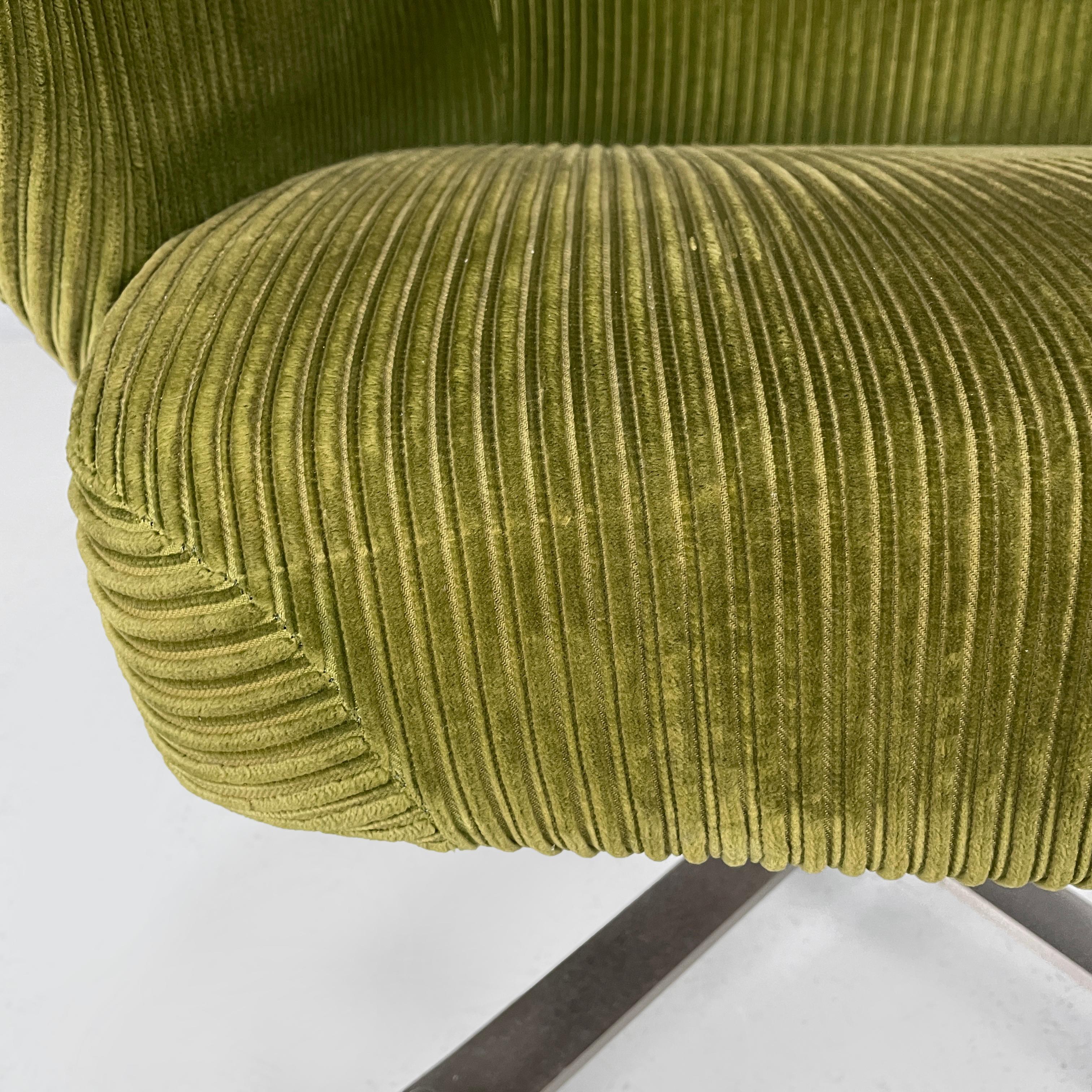 Silla de oficina moderna italiana de terciopelo verde de Moscatelli para Formanova, años 70 en venta 2